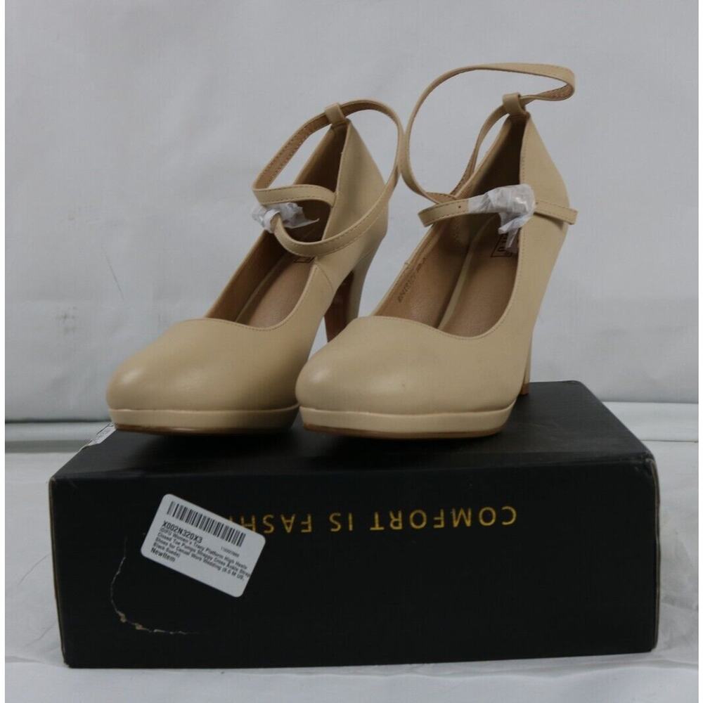 Size 8 Women's Tracy Platform High Heels Closed Toe Cross Ankle Straps